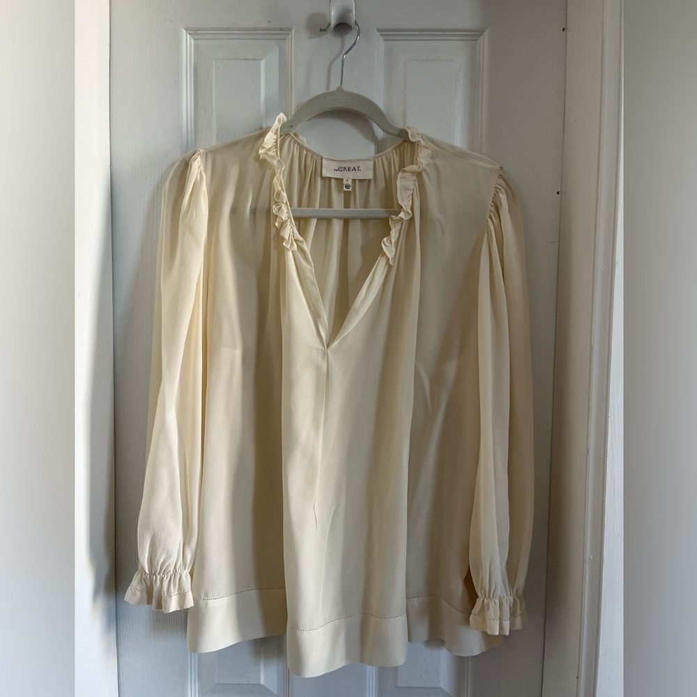 The Great. Size 3 (large) cream silk blouse